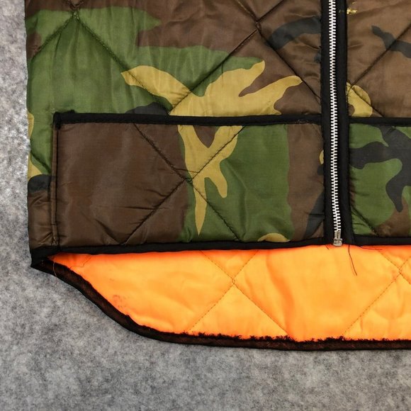 Hunting Vest M/L Boys Camo Quilted Insulated Pockets Reversible Safety Orange - Picture 2 of 11